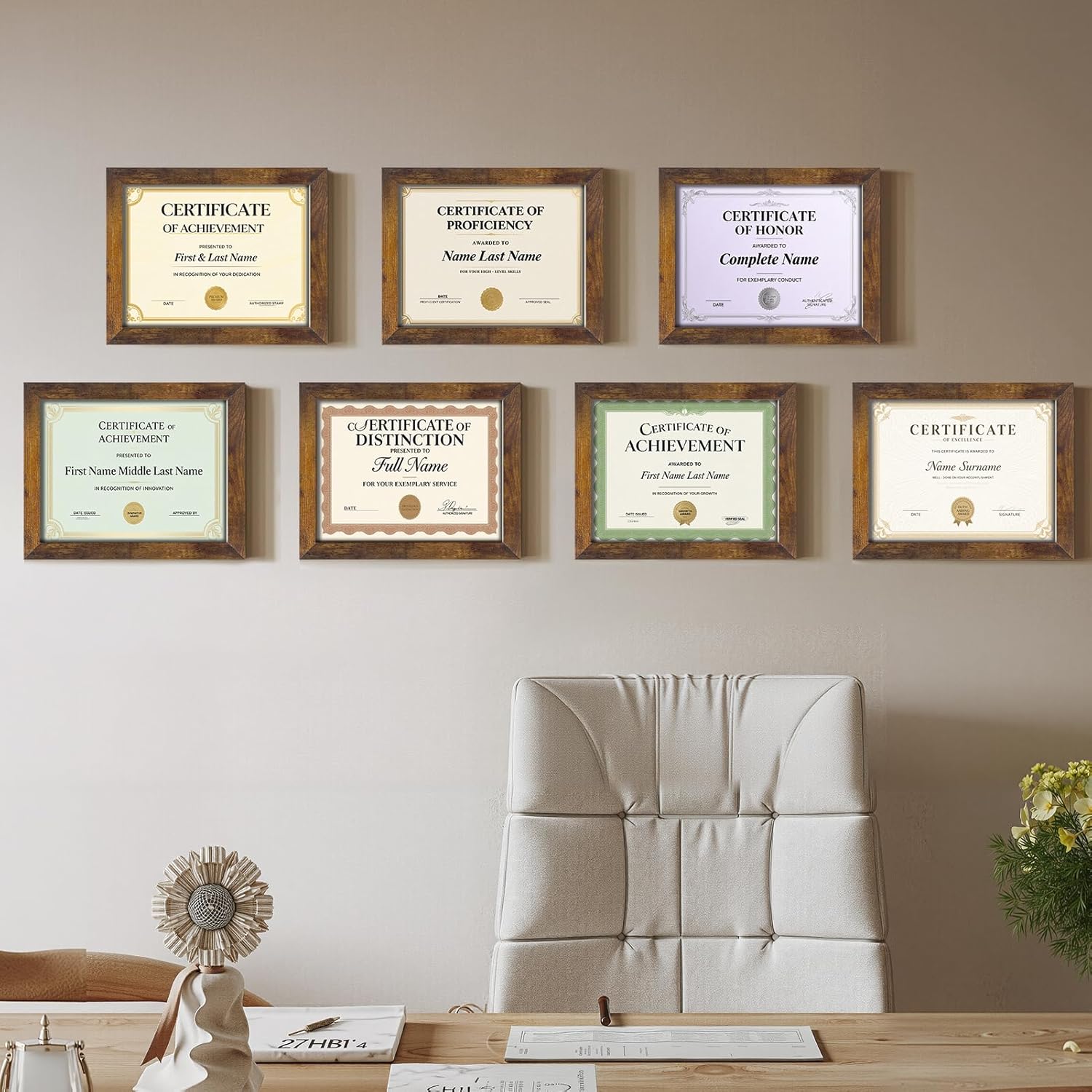 Certifications wall at Dr Ajay. K. Thaker Dental Clinic